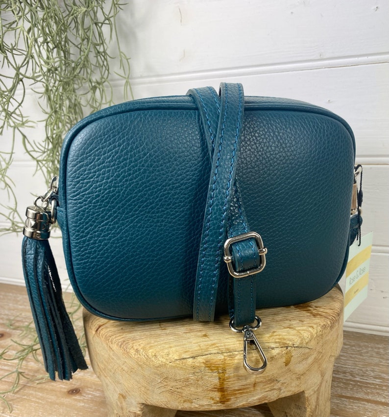 Teal Cross Body Bag, Teal blauwe leren tas, Peacock Blue Cross Body Bag, Teal lederen tas, Teal lederen tas, Teal blauwe Cross Body tas afbeelding 9