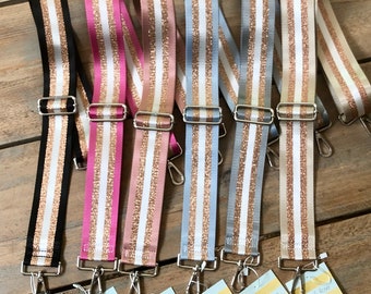 Glitter Stripe Bag Straps, Stripy Cross Body Bag Straps, Stripe Strap, Glitter Stripe Strap, Colourful Stripe Bag Strap, Patterned Bag Strap