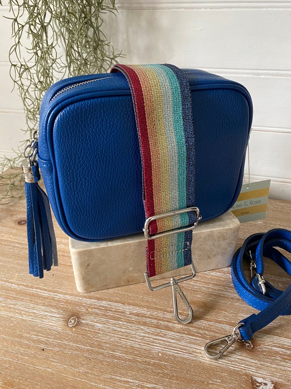 Blue Crossbody Bag Denim Blue Leather Bag Blue Cross Body Bag Cobalt Blue Leather Purse Blue Leather Bag Bright Blue Crossbody Purse Etsy