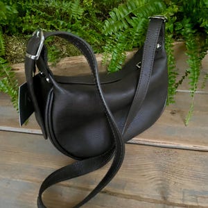 Brown Leather Bag, Chocolate Leather Handbag, Coffee Brown Real Leather Purse,  Dark Brown Crescent Purse, Half Moon Leather Bag
