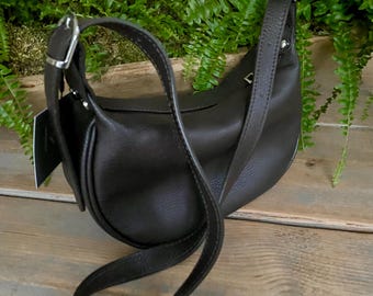 Brown Leather Bag, Chocolate Leather Handbag, Coffee Brown Real Leather Purse,  Dark Brown Crescent Purse, Half Moon Leather Bag