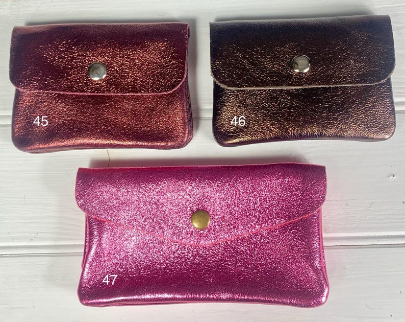 Metallic Leather Purse, Real Leather Purse, Coin Pouch, Leather Coin Purse, Small Change Wallet, Colourful Purse, Handmade in Italy image 11