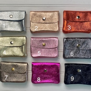 Porte-monnaie en cuir métallisé, Porte-monnaie en cuir, Pochette pour pièces de monnaie, Couleurs disco, Porte-monnaie en cuir, Petite monnaie, Porte-monnaie coloré, Portefeuille coloré image 3