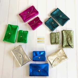 Monedero de piel metalizada, monedero metálico, monedero de piel suave, monedero pequeño para monedas, monedero metálico colorido para niñas, billetera para damas