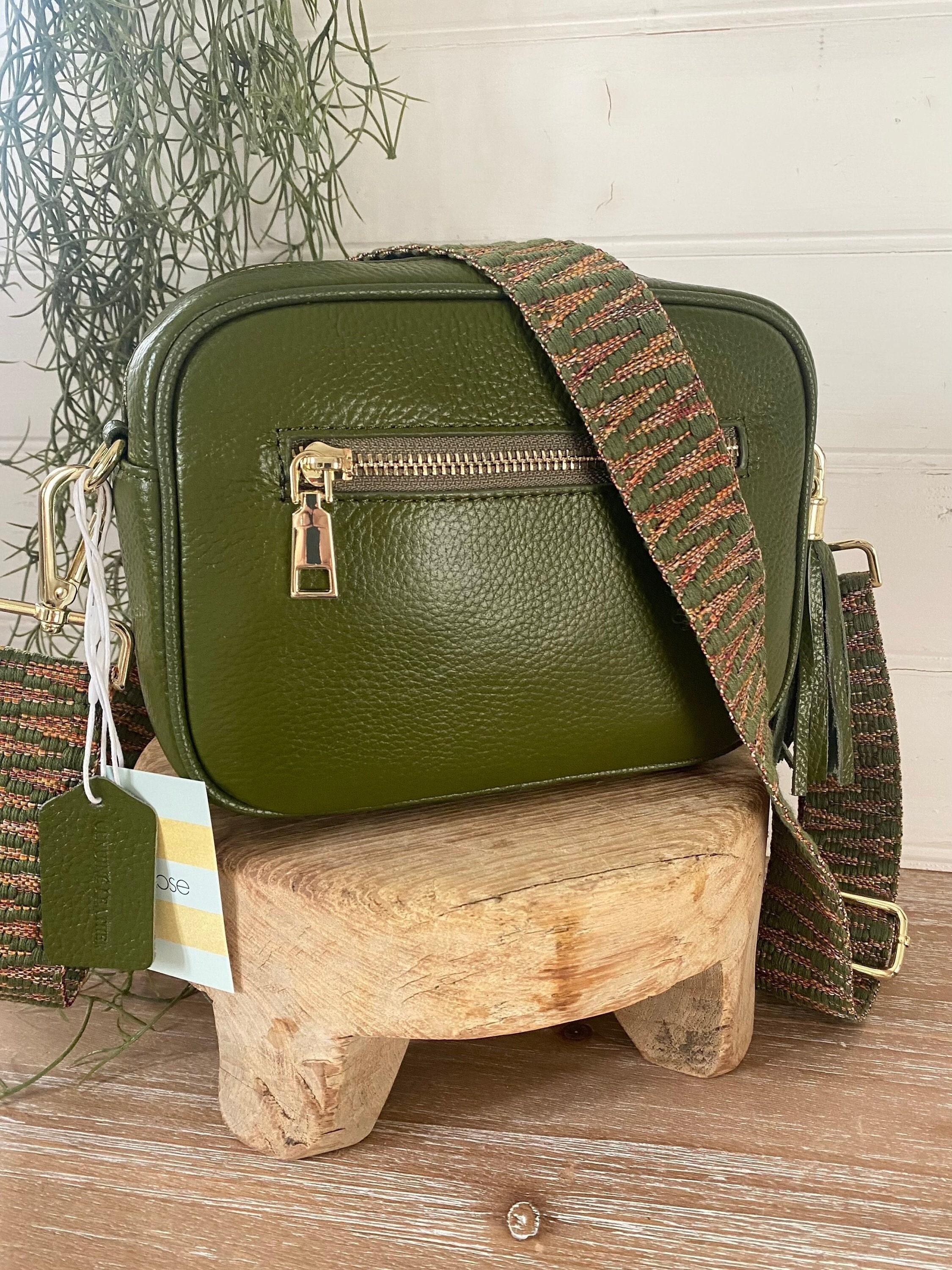 Olive Green Leather Bag, Olive Crossbody Bag, Green Leather