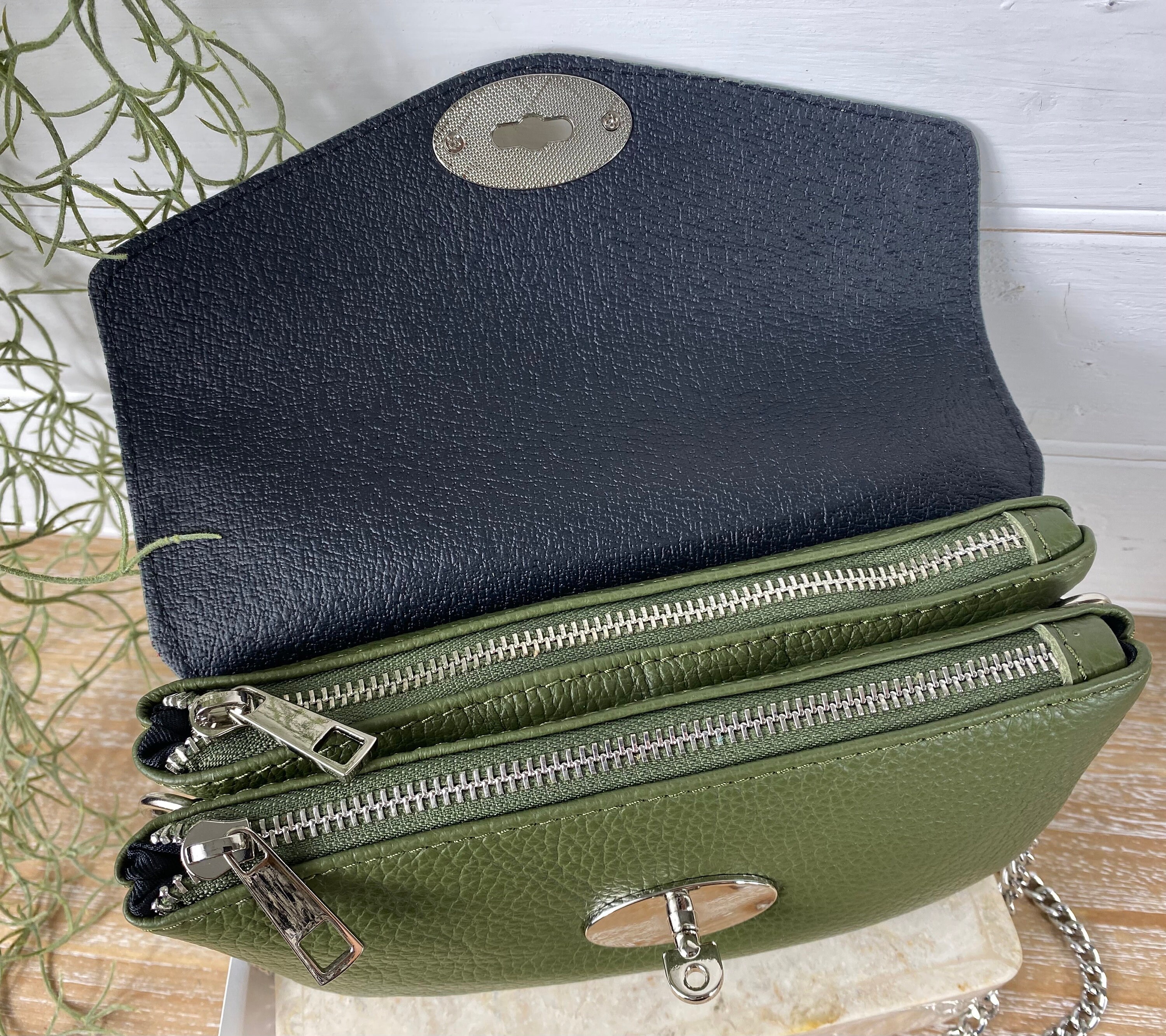 Olive Designer Style Bag, Olive Crossbody, Olive Leather