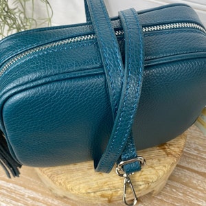 Teal Cross Body Bag, Teal blauwe leren tas, Peacock Blue Cross Body Bag, Teal lederen tas, Teal lederen tas, Teal blauwe Cross Body tas afbeelding 3