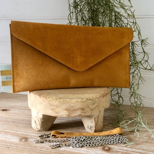 Tan Suede Clutch, Tan Evening Bag, Oxblood Clutch Bag, Chain Strap Bag, Wristlet Bag, Red Suede Clutch, Burgundy Suede Bag, Tan Clutch Purse