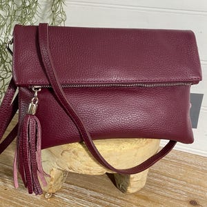 Burgunderrote Ledertasche, Kirschrote Tasche, Dunkelrote Crossbody, Burgunderrote Handtasche, Dunkelrote Ledertasche, Rote Clutch Tasche, Ochsenblut Ledertasche