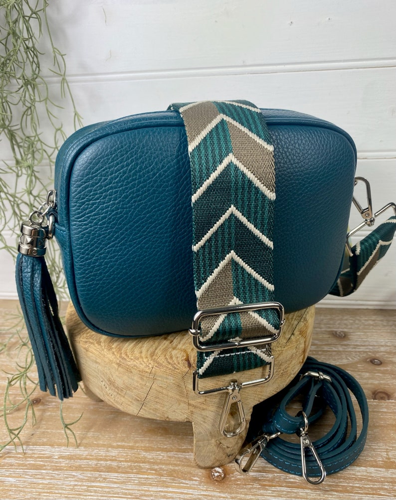 Teal Cross Body Bag, Teal blauwe leren tas, Peacock Blue Cross Body Bag, Teal lederen tas, Teal lederen tas, Teal blauwe Cross Body tas afbeelding 8