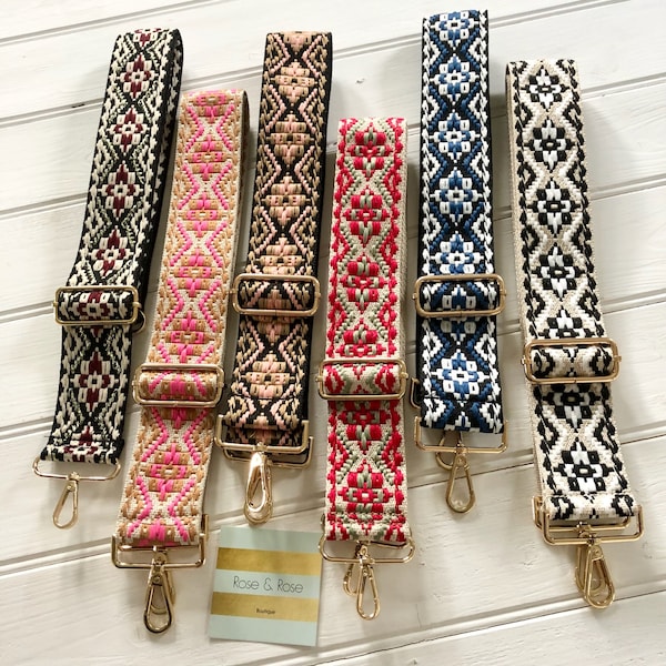 Embroidery Bag Straps, Embroidered Crossbody Bag Straps, Patterned Bag Strap, Boho Bag Strap, Bohemian Strap, Woven Bag Straps, Crossbody