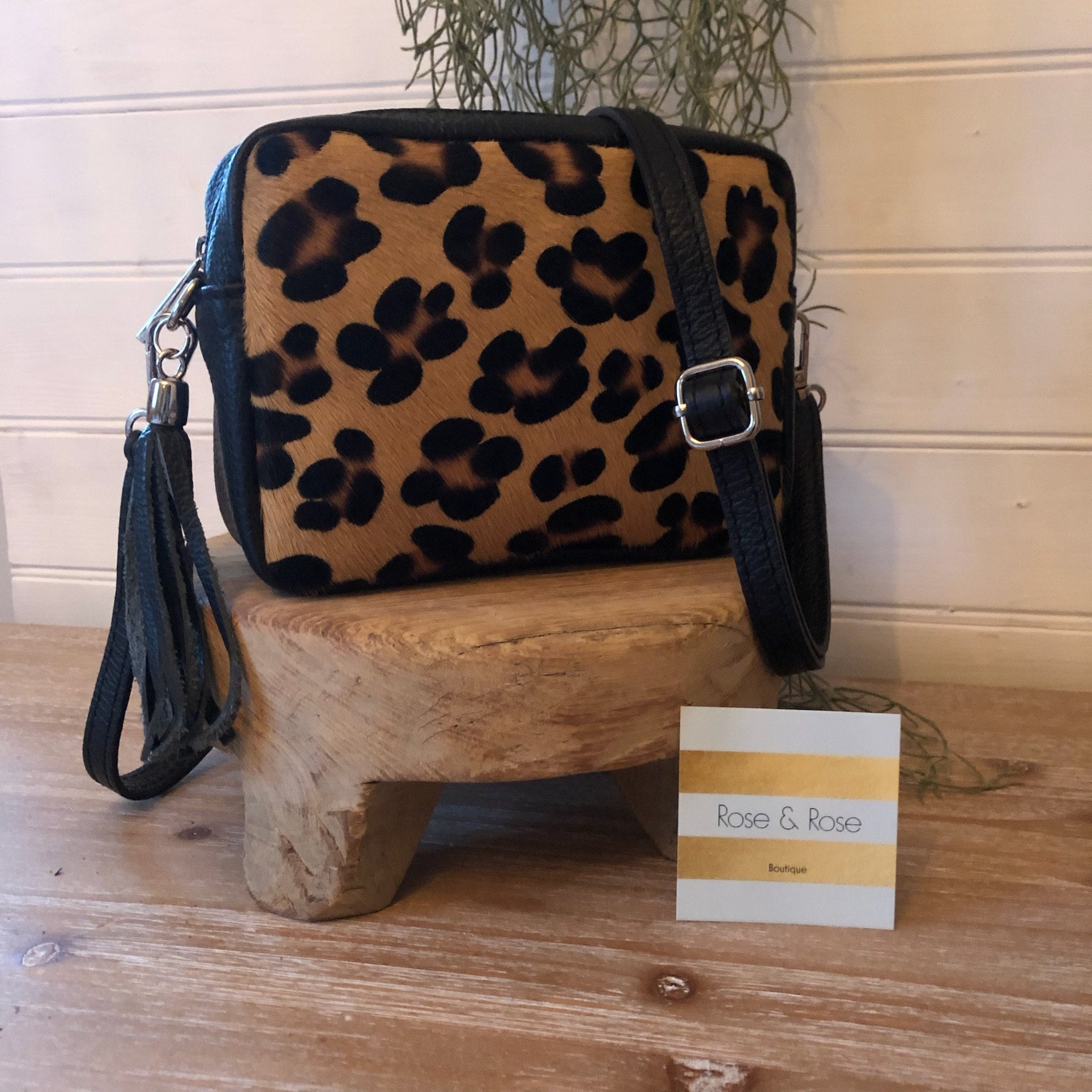 Genuine Leather Animal Print Crossbody Bag: Cow Hair on Hide  display picture 1