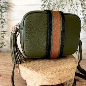 Olive Green Crossbody Bag, Olive Leather Cross Body Bag, Green Tassel  Leather Bag, Army Green Crossbody, khaki Disco Bag, Green Camera Bag