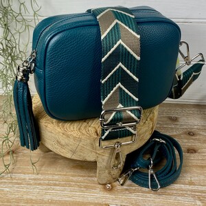 Teal Cross Body Bag, Teal blauwe leren tas, Peacock Blue Cross Body Bag, Teal lederen tas, Teal lederen tas, Teal blauwe Cross Body tas afbeelding 4