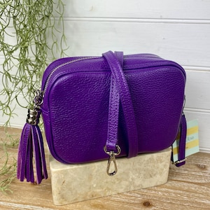 Purple Crossbody Bag, Purple Leather Bag, Purple Cross Body Bag, Purple Leather Purse, Purple Bag, Purple Crossbody Purse, Purple Handbag