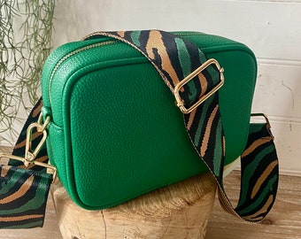 Green Crossbody Bag, Grass Green Bag with Two Straps, Bright Green Vegan Leather Bag, Emerald Green Non Leather Bag, Bright Green Purse