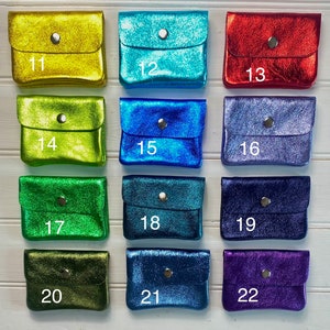 Porte-monnaie en cuir métallisé, Porte-monnaie en cuir, Pochette pour pièces de monnaie, Couleurs disco, Porte-monnaie en cuir, Petite monnaie, Porte-monnaie coloré, Portefeuille coloré image 4