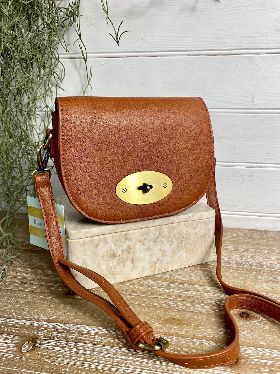 Tan Saddle Bag, Tan Mini Satchel, Crossbody Saddle Bag, Twist Lock Bag