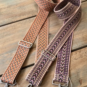Bestickte Taschengurte, Rosa Chevron Taschengurt, Orange Zick Zack Taschengurt, Gewebter Taschengurt, Rosa Taschengurt, Orange Taschengurt, Gemusterter Gurt