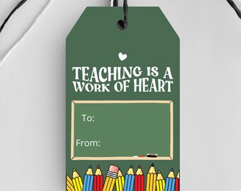 Printable Teacher Gift Tags, Personalized Thank You Tag (Digital Download)