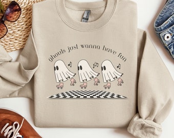 Halloween Sweatshirt, Ghouls Just Wanna Have Fun, Cute Ghost Sweatshirt, Fall Clothing, Cozy Fall Sweater, Fall Graphic Shirt, Boo
