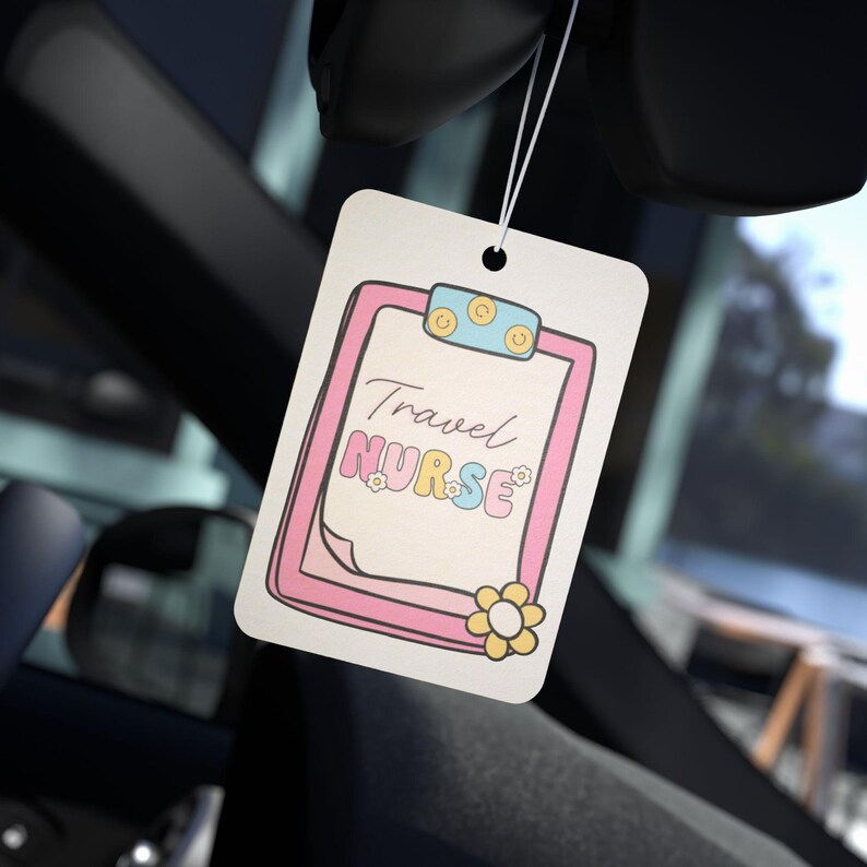 Travel Nurse Car Air Freshener: New Car, Pine, Black Ice Scents image 1