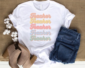 Retro Teacher T-Shirt, Unisex Short Sleeve Tee