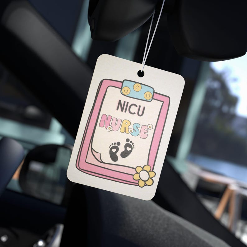 NICU Nurse Car Air Freshener: New Car, Pine, Black Ice Scents image 1