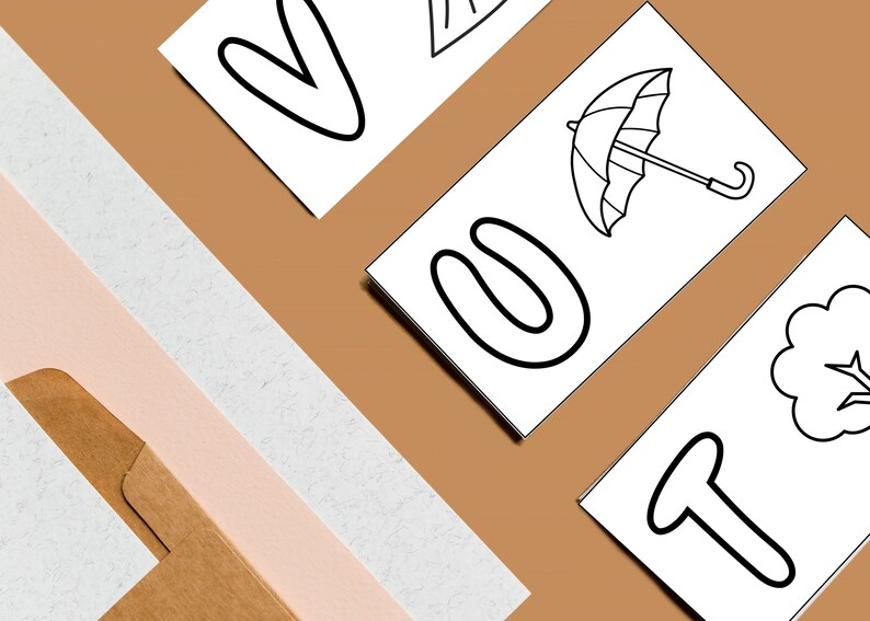 Alphabet Flash Cards, PRINTABLE, Coloring Flash Cards, Back to School