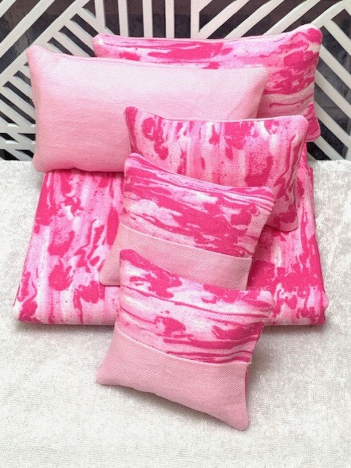 Pink Marble Design Double Size Blanket & Cushions Set Barbie Doll Size 16 Scale Etsy Canada