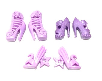 barbie doll shoes lot 5- light purple 3 pairs of high heel shoes