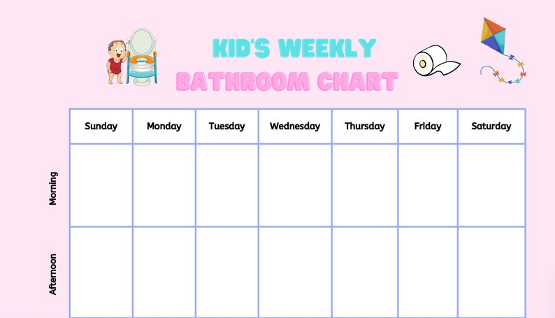 Kids Weekly Bathroom Chart, Potty Training Chart printable - Etsy