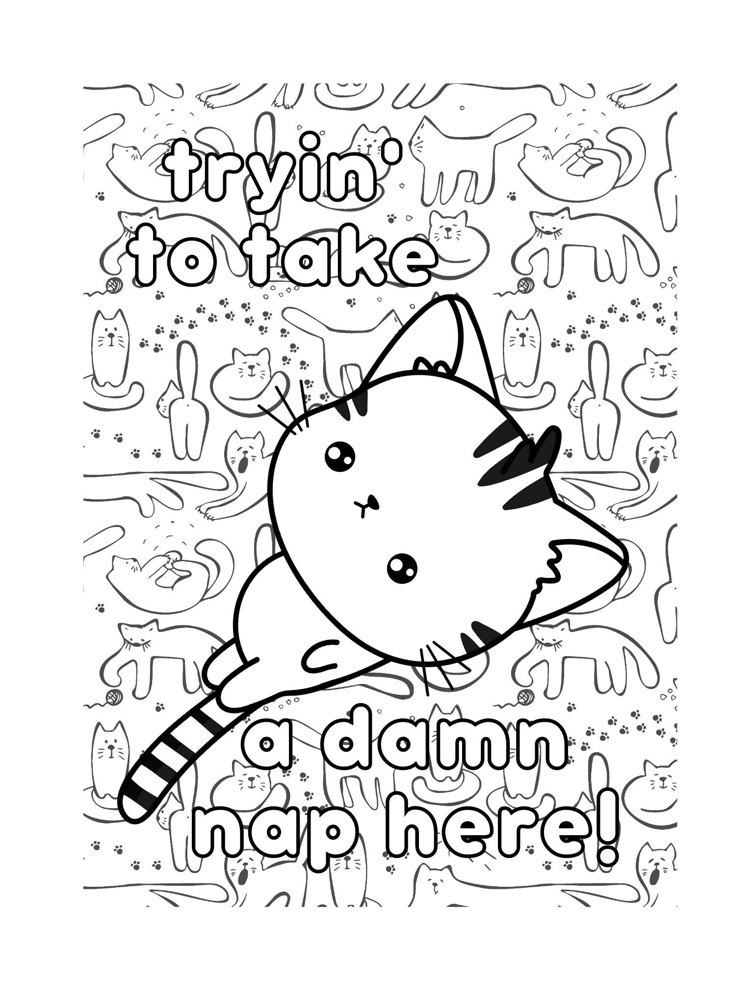Swearing Cats Coloring Pages - Etsy Australia