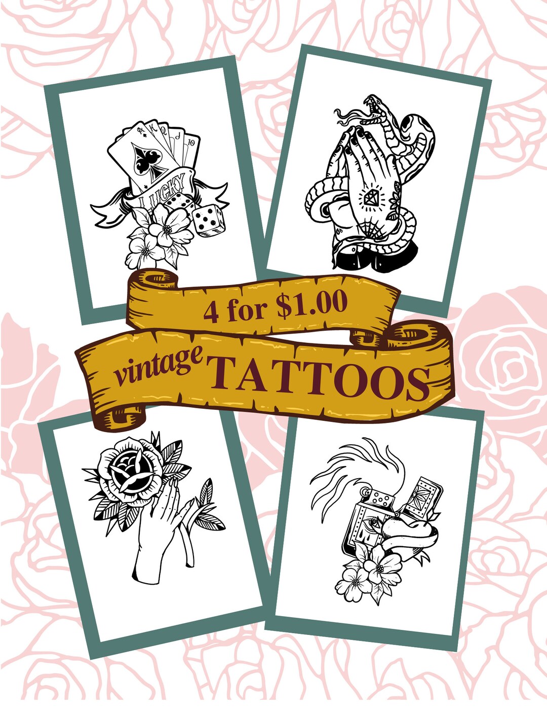 Vintage Tattoos Coloring Pages Etsy