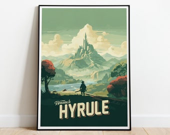 affiche de voyage d'Hyrule | La légende de Zelda affiche | affiche d'Hyrule | Voyage Hyrule