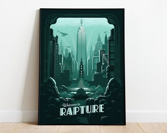 BioShock Rapture Travel Poster | Bioshock Poster | Bioshock Art Print