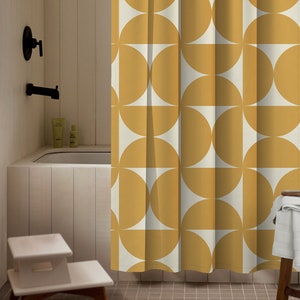 Vintage Shower Curtain | Mustard Yellow | 70s Style Shower Curtain