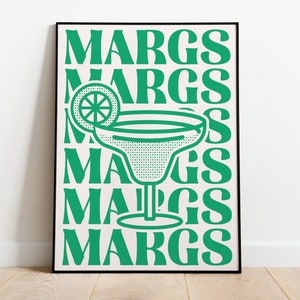 Margarita Poster |  Retro Cocktail Art | Groovy Poster | Bar Cart Art