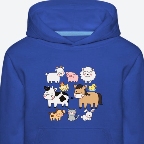 Kids Farm Animals Hoodie, Cute Animal Hoodie,Animals Sweatshirt with Hood,Animal On Sweater,Farm Animal Hooded,Hoodie for Boys Girls,Cow,Dog