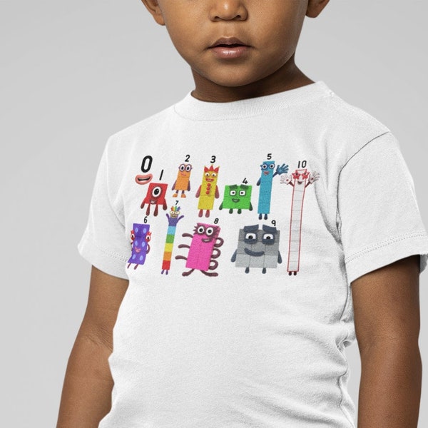 Numbers 0-10 Custom Toddler T-Shirt,2T,3T,4T,5-6T,100% Cotton,Numberblocks Shirt,Math Lover Kids Youth Tee,Gift for Birthday,Happy Numbers