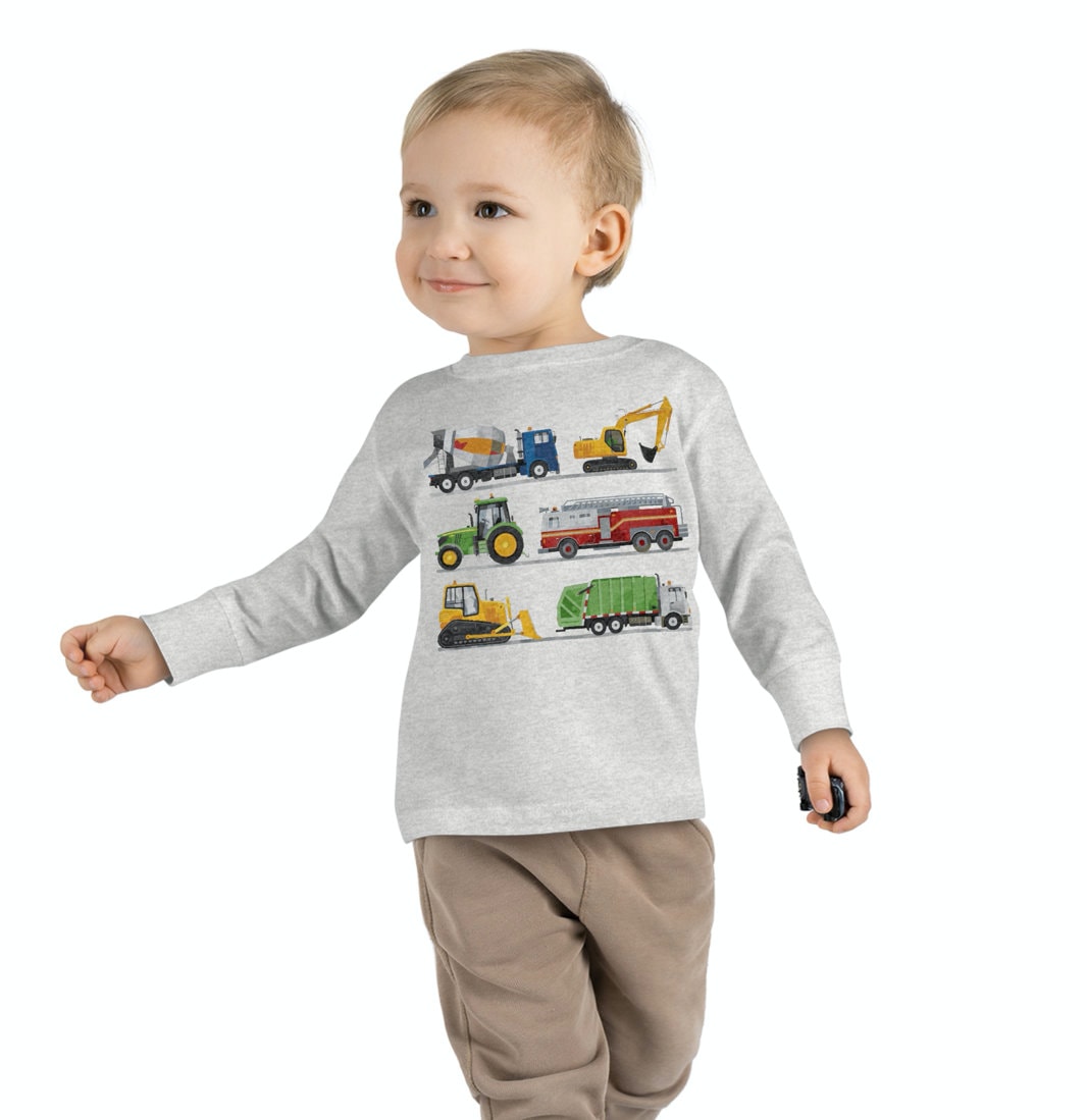 Jungen T-Shirt Mit Bagger & Auto-Print – Für 3–6 Jahre, Kurzärmelig, Aus Weichem Baumwollstoff