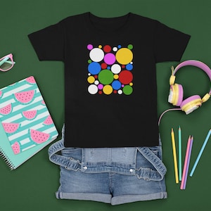 Rainbow Polka Dot Cotton T-Shirt - 80s Colorful Dots Tee