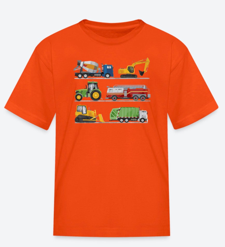 Kids Construction Shirt, Kids' Favorite Excavator Construction Vehicles