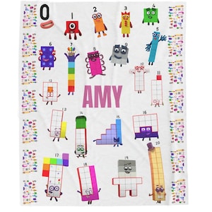 Numberblocks Samt Plüschdecke: Personalisierter Kinder Überwurf, Spielgeschenk