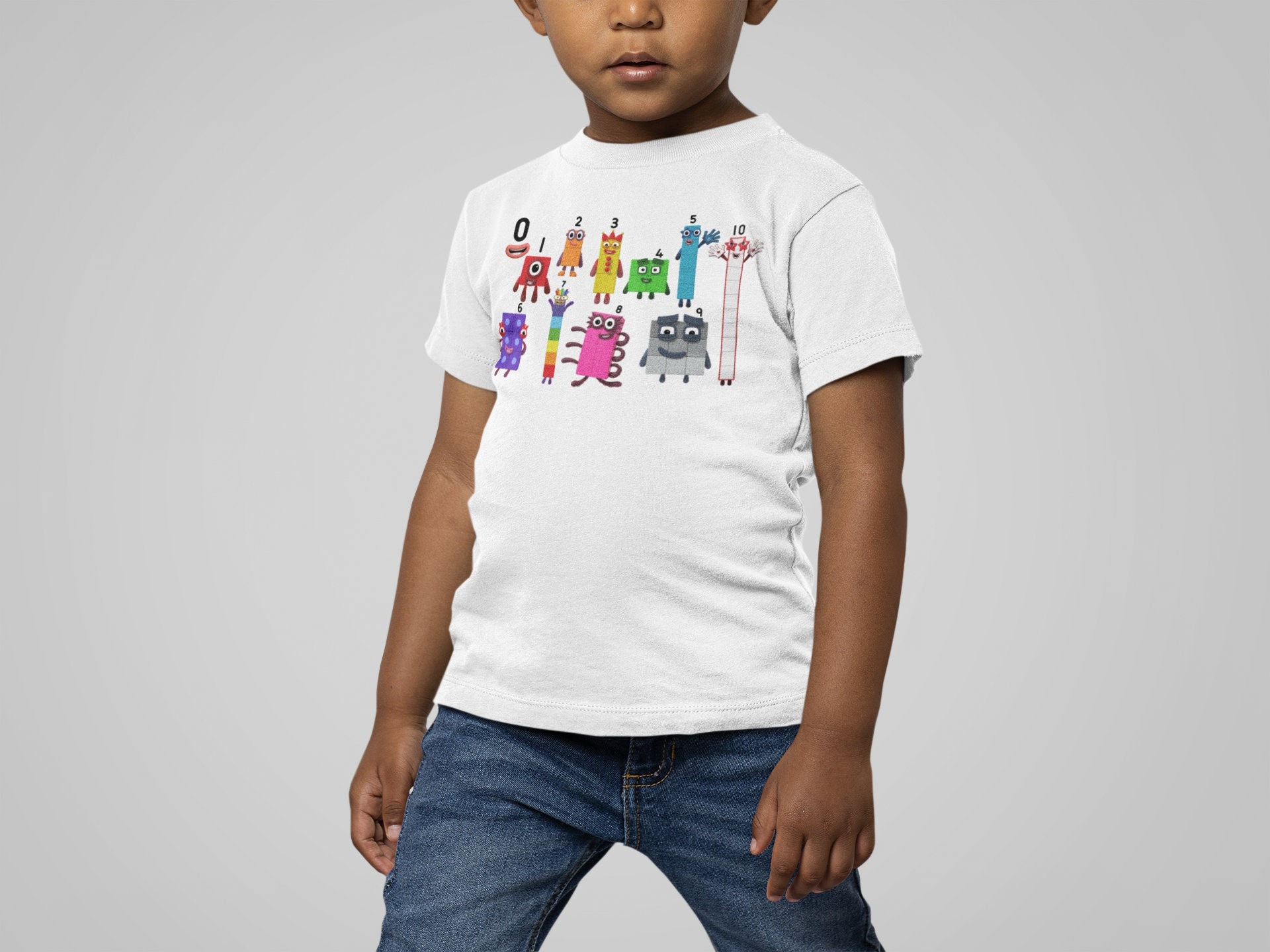 Numbers 0-10 Custom Toddler T-Shirt,2T,3T,4T,5-6T,100% Cotton,Numberblocks Shirt,Math Lover Kids Youth Tee,Gift for Birthday,Happy Numbers