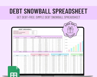 Debt Snowball Calculator Spreadsheet Google Sheets Debt Payoff Tracker Debt Payment Tracker Debt Calculator Spreadsheet Financial Planner