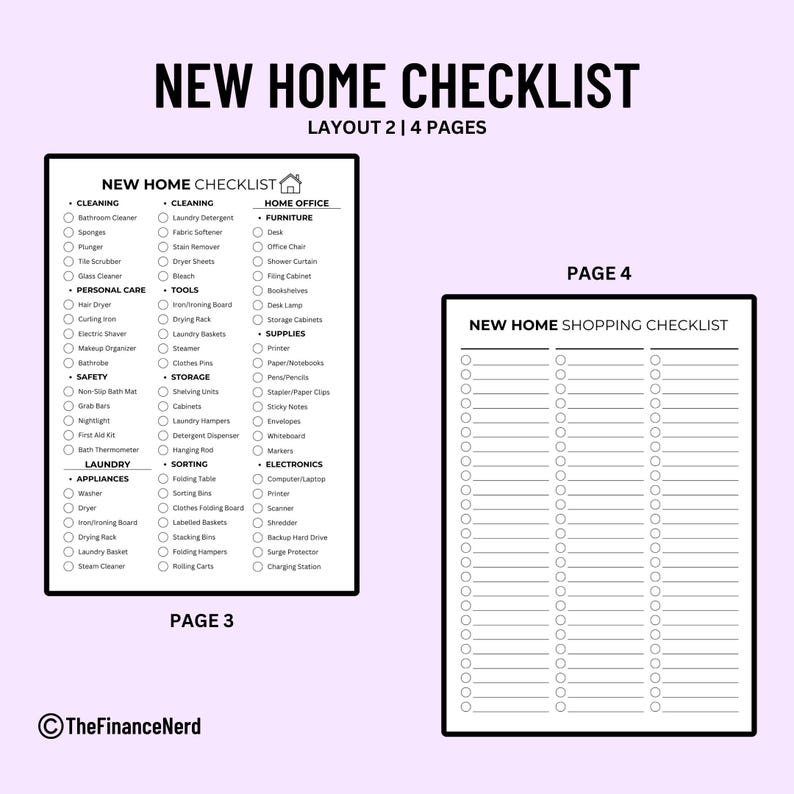 New Home Checklist Printable, New Apartment Checklist, First Home ...