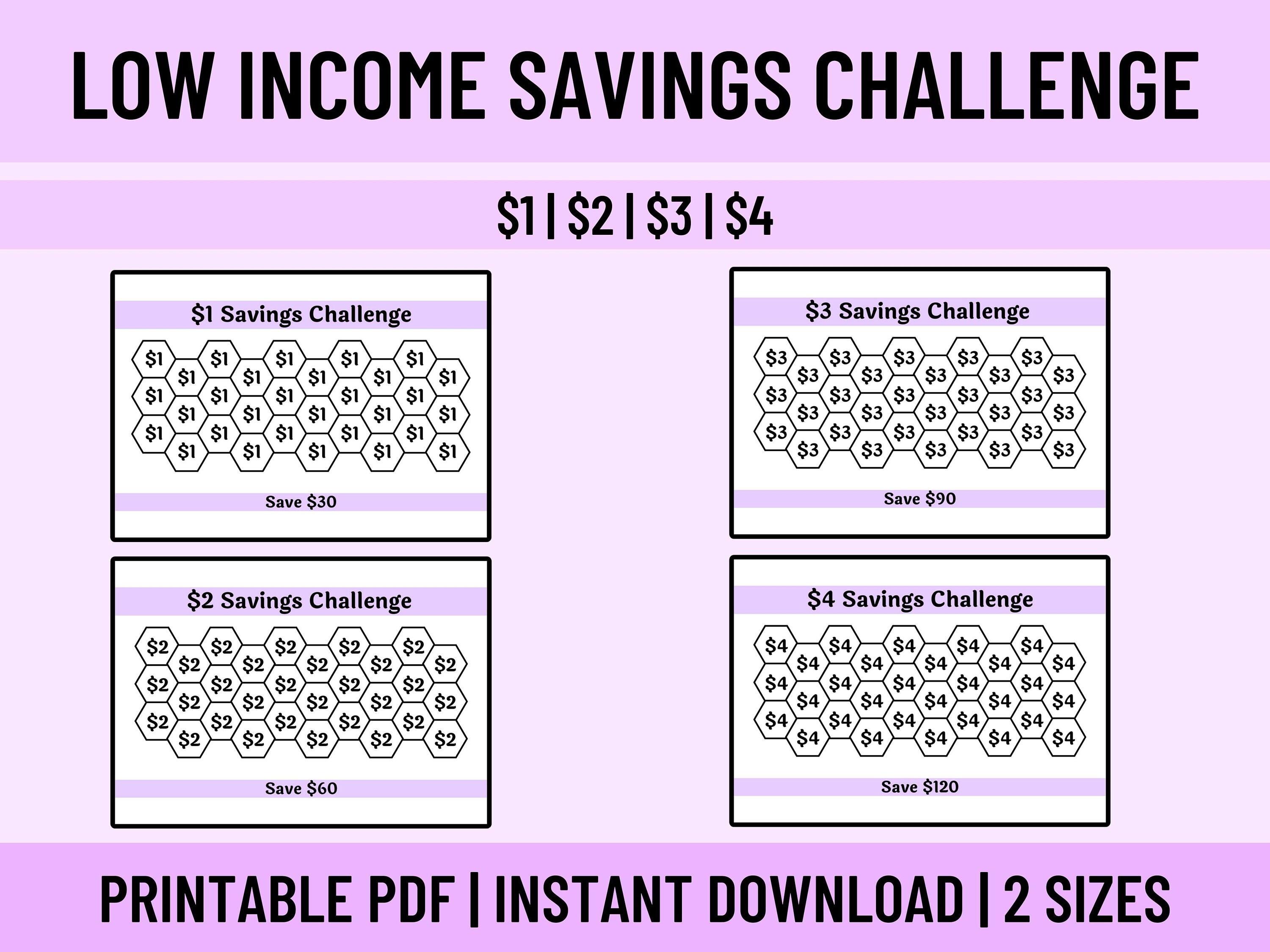 Savings Challenge Printable Low Income Savings Challenge - Etsy