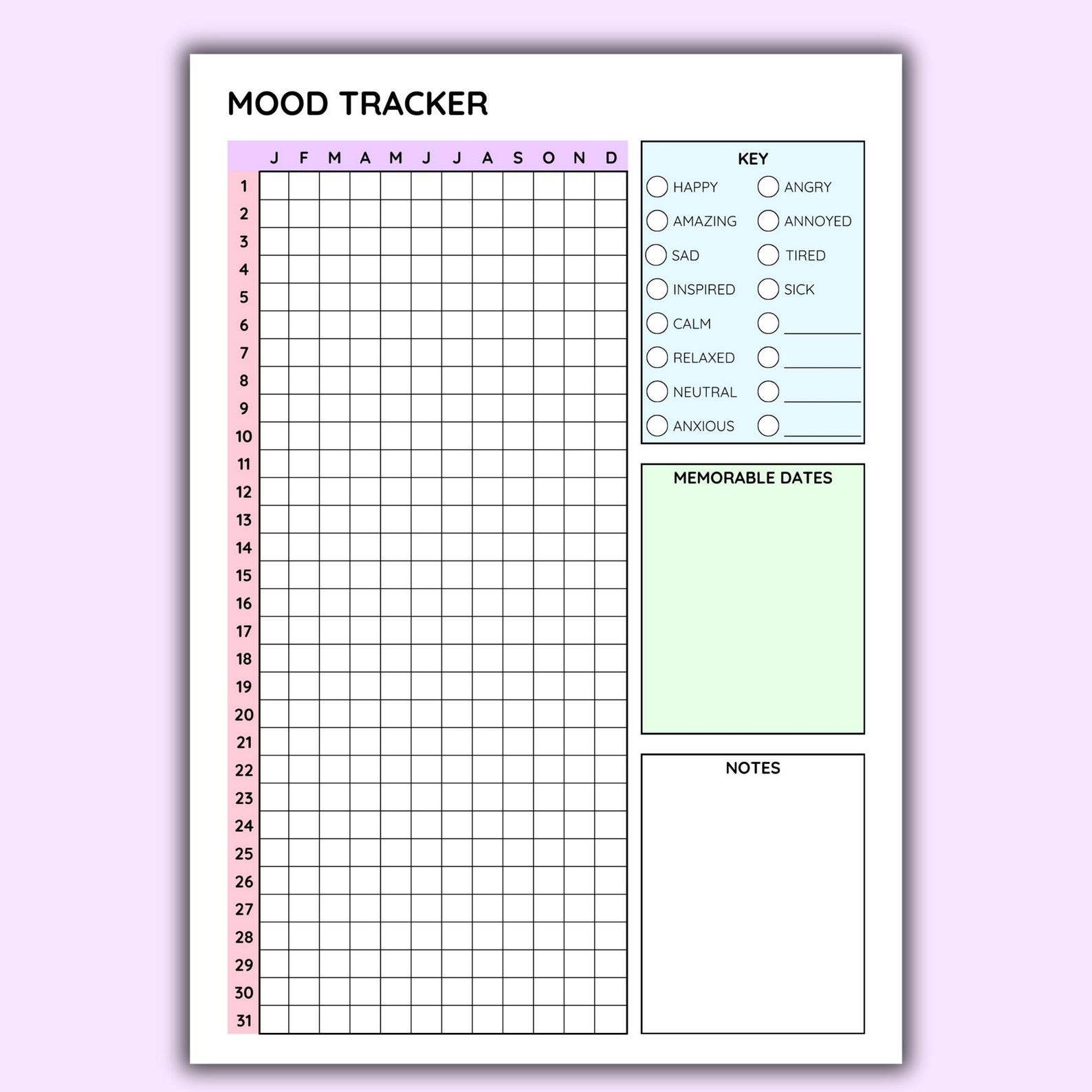 Mood Tracker Printable, Mood Journal, Emotion Tracker, Mood Chart ...