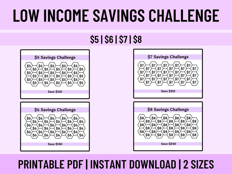 Savings Challenge Printable Low Income Savings Challenge - Etsy